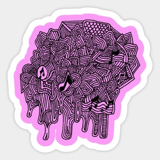 Music on pink Sticker